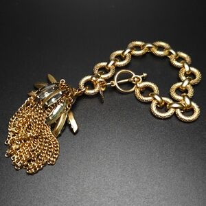 RARE 2016 Elizabeth Cole 24K antique gold plated chain link bracelet.